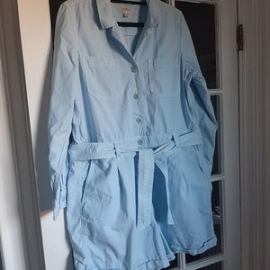 J. Crew cotton romper size 16 light blue with belt